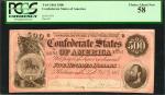 T-64. Confederate Currency. 1864 $500. PCGS Choice About New 58.