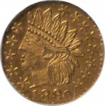 1880 Octagonal 25 Cents. BG-799Y. Rarity-4+. Indian Head. MS-64 (NGC).