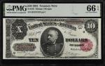 Fr. 370. 1891 $10  Treasury Note. PMG Gem Uncirculated 66 EPQ.