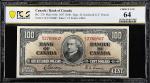 CANADA. Lot of (2). Bank of Canada. 100 Dollars, 1937. BC-27b. PCGS Banknote Choice Uncirculated 64.