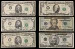 Federal Reserve Note, United States, a group of 6, consisting of: $5, 1985, Richmond, serial number 