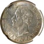 1911-H年沙捞越10分。喜敦造币厂。SARAWAK. 10 Cents, 1911-H. Heaton Mint. Charles J. Brooke. NGC MS-62.