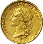 COLOMBIA. 1863 10 Pesos. Popayán mint. Restrepo M332.1. AU-55 (PCGS).