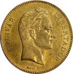 VENEZUELA. 100 Bolivares, 1887. Caracas Mint. PCGS AU-58.