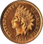 1871 Indian Cent. Snow-PR1. Shallow N. Proof-65 RD (PCGS).