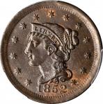 1852 Braided Hair Cent. N-4. Rarity-1. Grellman State-b. MS-64 BN (PCGS). CAC.