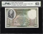1931年西班牙银行1000 比塞塔。SPAIN. Banco de Espana. 1000 Pesetas, 1931. P-84Aa. PMG Gem Uncirculated 65 EPQ.