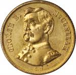 1864 George B. McClellan Medal. DeWitt-GMcC 1864-25. Gilt Brass. 24 mm. Choice Mint State.