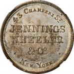 New York--New York. Undated Jennings, Wheeler & Co. Miller-NY 385. Silvered Brass. Reeded Edge. MS-6