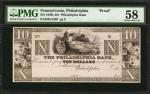 Philadelphia, Pennsylvania. Philadelphia Bank. 1830s-40s $10. PMG Choice About Uncirculated 58. Proo