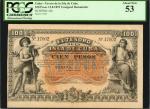 CUBA. Tesoro de la Isla de Cuba. 100 Pesos, 1891. P-43b. Remainder. PCGS About New 53.