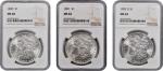 Lot of (3) Mint State Morgan Silver Dollars. (NGC).