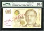 1999年新加坡10000元样钞，编号8PN004497，PMG64EPQ，此钞发行时间短，在市场不易寻找