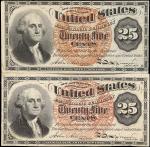 Lot of (2). Fr. 1301 & 1302. 25 Cents. Fourth Issue. About Uncirculated.