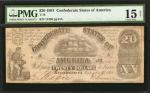 T-18. Confederate Currency. 1861 $20. PMG Choice Fine 15 Net. Restoration.