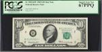 Fr. 2018-B*. 1969 $10 Federal Reserve Star Note. PCGS Currency Superb Gem New 67 PPQ.
