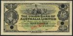 Union Bank of Australia Limited, New Zealand, colour trial £1, 1 October 1923, black on green and ye