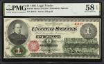 Fr. 16c. 1862 $1  Legal Tender Note. PMG Choice About Uncirculated 58 EPQ.