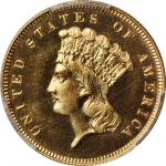 1885 Three-Dollar Gold Piece. JD-1, the only known dies. Rarity-4+. Proof-64 Cameo (PCGS). CAC.