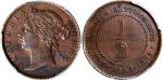 1884年海峡殖民地铜半分，PCGS AU53 ，市场上较罕见。Straits Settlements, bronze 1/2 cent, 1884, PCGS AU53 and relatively