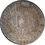 1839-So IJ年智利一圆银币。圣地亚哥铸币厂。CHILE. 8 Reales, 1839-So IJ. Santiago Mint. PCGS Genuine--Cleaned, AU Deta
