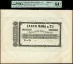 Banco Mua y Cia, Santa Fe, Argentina, black and white proof for 2 pesos, Rosario, 18- (1859-60), uni