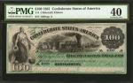 T-3. Confederate Currency. 1861 $100. PMG Extremely Fine 40.