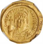 JUSTINIAN I, 527-565. AV Solidus (4.43 gms), Constantinople Mint, 2nd Officina, 542-552. NGC MS, Str