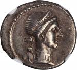 JULIUS CAESAR. AR Denarius (3.98 gms), Military mint traveling with Caesar in Spain, 46-45 B.C. NGC 