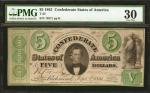 T-33. Confederate Currency. 1861 $5. PMG Very Fine 30.