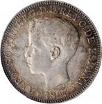 PHILIPPINES. Peso, 1897-SG V. Manila Mint. Alfonso XIII. PCGS AU-55 Gold Shield.