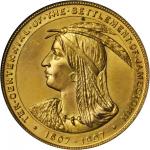 1907 Jamestown Tercentennial Exposition. Official Medal. Gilt. 34 mm. HK-347. Rarity-4. MS-65 (NGC).
