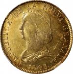 COLOMBIA. 16 Pesos, 1843-POPAYAN UM. Popayan Mint. NGC MS-60.