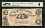 T-11. Confederate Currency. 1861 $5. PMG Good 4 Net. Backed, Repaired.