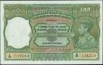 INDIA. The Reserve Bank of India. 100 Rupees, ND (1943). P-20b. PCGSBG Choice Uncirculated 64 Detail
