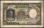 Chartered Bank of India, Australia and China, $500, 6 August 1947, serial numbers Z/N 026070, green,