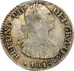 COLOMBIA. 1818-FJ Real. Santa Fe de Nuevo Reino (Bogotá) mint. Ferdinand VII (1808-1833). Restrepo 1