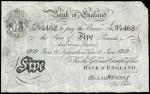 Bank of England, E.M. Harvey, ｣5, Newcastle-on-Tyne, 11 June 1919, serial number T/30 95462, black a