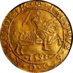 SCOTLAND. Rider (5 Pound Piece), 1593. Edinburgh Mint. James VI. NGC EF-45.