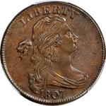 1807 Draped Bust Cent. S-276. Rarity-1. Large Fraction. MS-63 BN (PCGS).