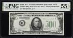 Fr. 2201-BDGS. 1934 $500 Federal Reserve Note. New York. PMG About Uncirculated 55 EPQ.