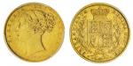 Great Britain. Victoria (1837-1901). Sovereign, 1854. W.W. incuse. Young head left, rev. Crowned shi