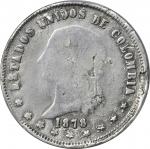 COLOMBIA. 1878-P 5 Decimos. Popayán mint. Restrepo 295.7. Fine Details, Cleaned (PCGS).