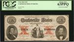 T-26. Confederate Currency. 1861 $10. PCGS Currency Choice New 63 PPQ.