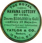 New York, New York. Taylor & Co., Royal Havana Lottery. Bowers NY-7820. Gilt brass. 37 mm. Choice Mi
