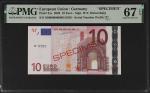 2002年10欧元样钞 PMG Gem Unc 67 EPQ European Central Bank. 10 Euro, 2002