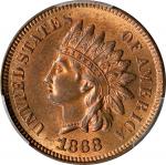 1868 Indian Cent. Snow-1, FS-101. Doubled Die Obverse. MS-64 RD (PCGS).