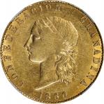COLOMBIA. 10 Pesos, 1860-BOGOTA. Bogota Mint. NGC AU-58.