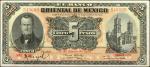 MEXICO. El Banco Oriental de Mexico. 5 Pesos, 1914. P-S381c. Fine.