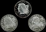Lot of (3) "1977" Pattern Liberty Dollars. By Frank Gasparro. Private Copy. Silver.